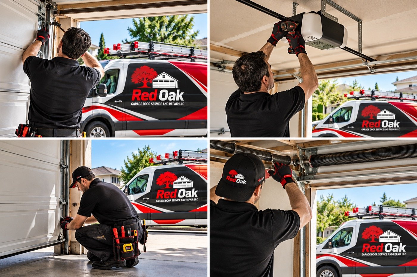 Technicians installing a new garage door in Garfield Heights, Ohio